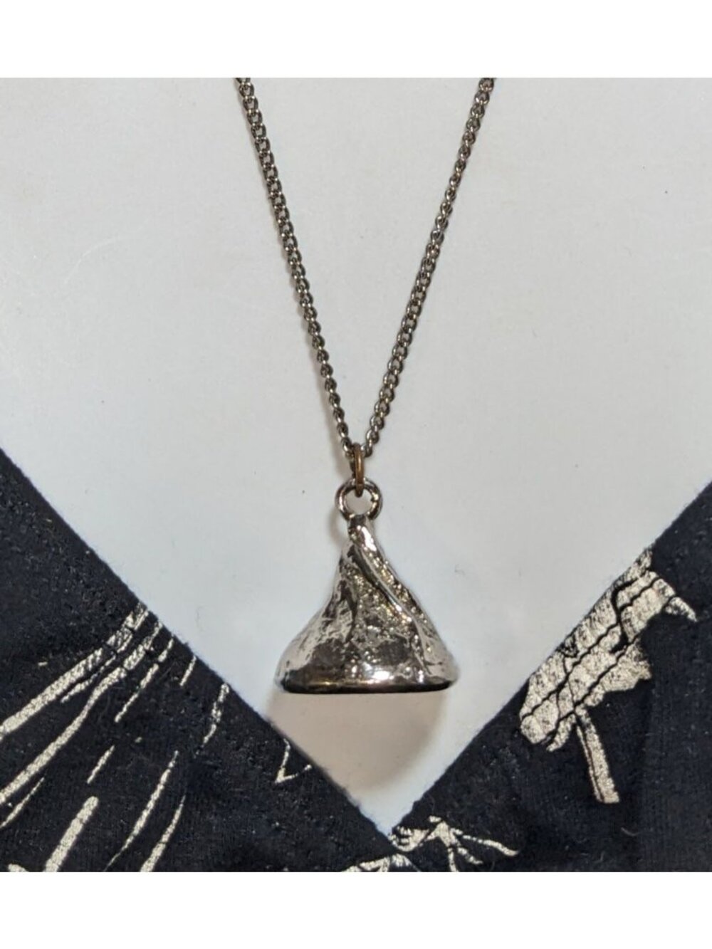 Y2K Kitsch Foodie Hershey’s Kiss Silver Tone Pendant Necklace